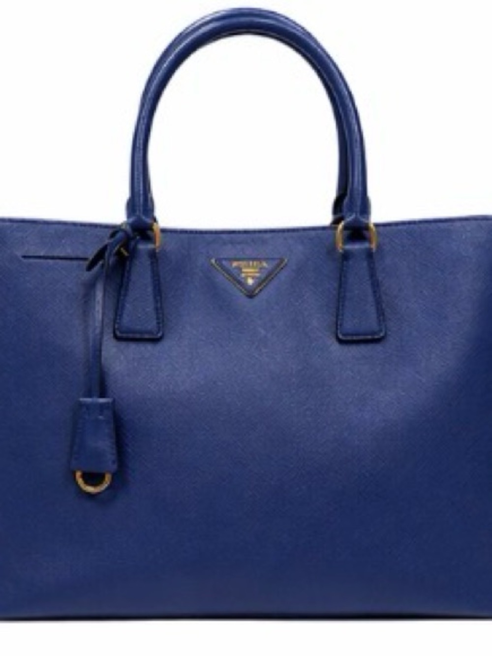 Prada Navy Saffiano Leather Tote with Gold Hardware
